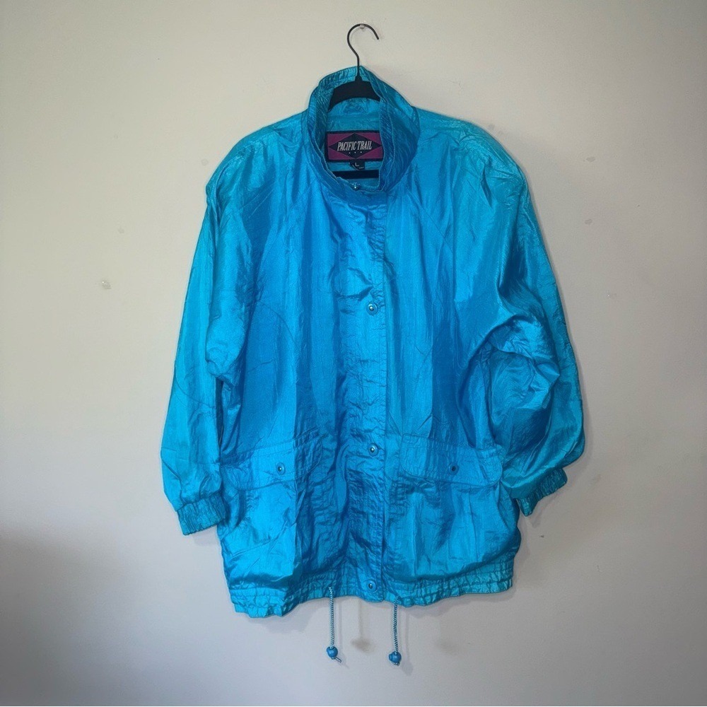 Vintage Pacific Trail Electric Blue Lightweight‎ Windbreaker Jacket Womens Large